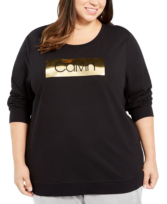 Calvin Klein Women's Plus Logo Print Sweatshirt Black Size 3X