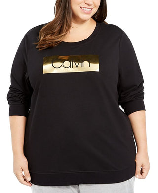 Calvin Klein Women's Plus Logo Print Sweatshirt Black Size 3X