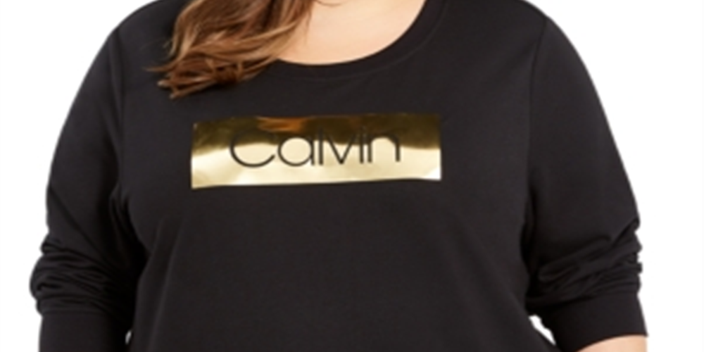 Calvin Klein Women's Plus Logo Print Sweatshirt Black Size 3X