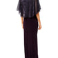 Connected Apparel Women's Metallic Cape Sleeves Maxi Dress Purple Size 10