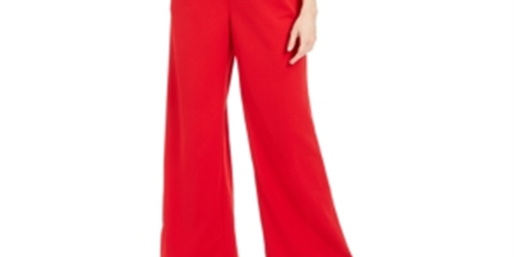Calvin Klein Women's Sleeveless Square Neck Evening Jumpsuit Red Size 2