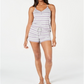 Alfani Women's Henley Tank Top Shorts Sleep Set Gray Size X-Large