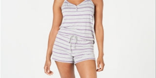 Alfani Women's Henley Tank Top Shorts Sleep Set Gray Size X-Large