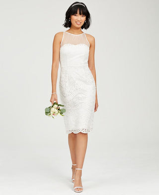 Adrianna Papell Women's Embroidered Floral Sheath Dress White Size 2