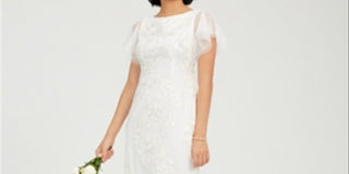 Adrianna Papell Women's Embroidered Floral Sheath Dress White Size 2