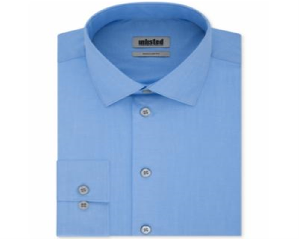 Kenneth Cole Men's Regular Fit Solid Dress Shirt Blue Size L