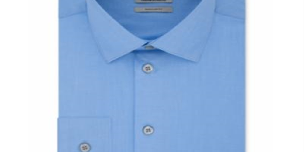 Kenneth Cole Men's Regular Fit Solid Dress Shirt Blue Size L