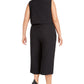 Ideology Women's Plus Sleeveless Drawstring Waist Cropped Jumpsuit Black Size 1X