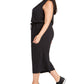 Ideology Women's Plus Sleeveless Drawstring Waist Cropped Jumpsuit Black Size 1X