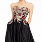 Blondie Nites Junior's Embroidered Front Corset Back Ball Gown Black Size 9