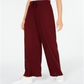 Hippie Rose Women's Tie Ribbed Wide Leg Casual Pants Red Size Medium