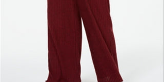Hippie Rose Women's Tie Ribbed Wide Leg Casual Pants Red Size Medium