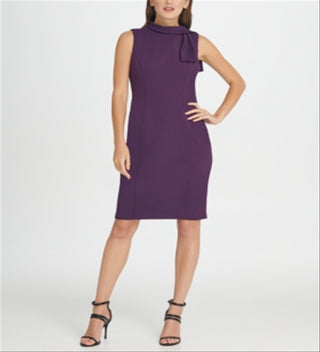 DKNY Women's Tie Neck Sheath Dress Purple Size 14