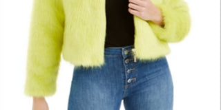 Guess Women's Acid Queen Faux Fur Jacket Green Size Large