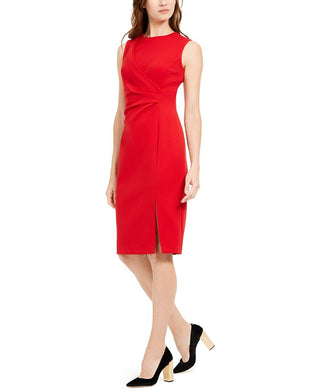 Calvin Klein Women's Side Ruched Sheath Dress Red Size 6