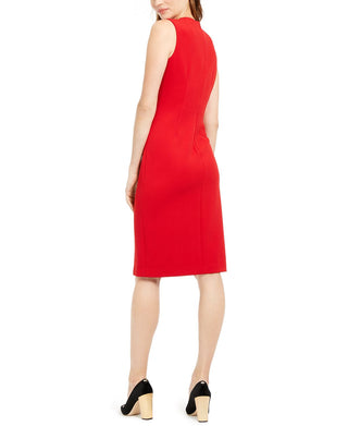 Calvin Klein Women's Side Ruched Sheath Dress Red Size 6