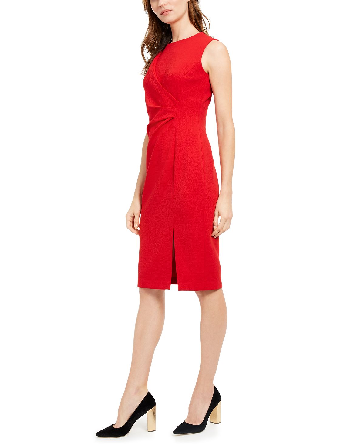 Calvin Klein Women's Side Ruched Sheath Dress Red Size 6