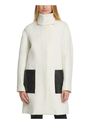 DKNY Women's Cold Weather Winter Long Coat White Size Medium