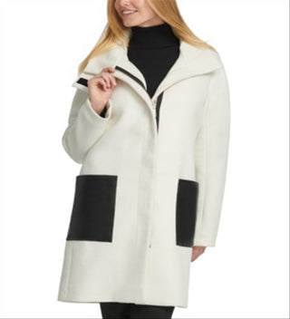 DKNY Women's Cold Weather Winter Long Coat White Size Medium