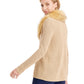 JM Collection Women's Holiday Party Faux Fur Collar Sweater Brown Size Small