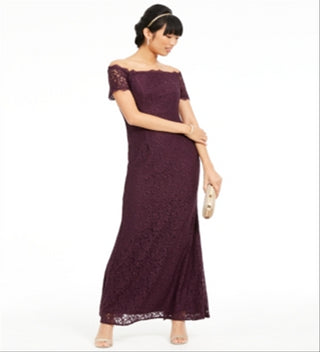 Adrianna Papell Women's Lace Long Evening Dress Purple Size 4