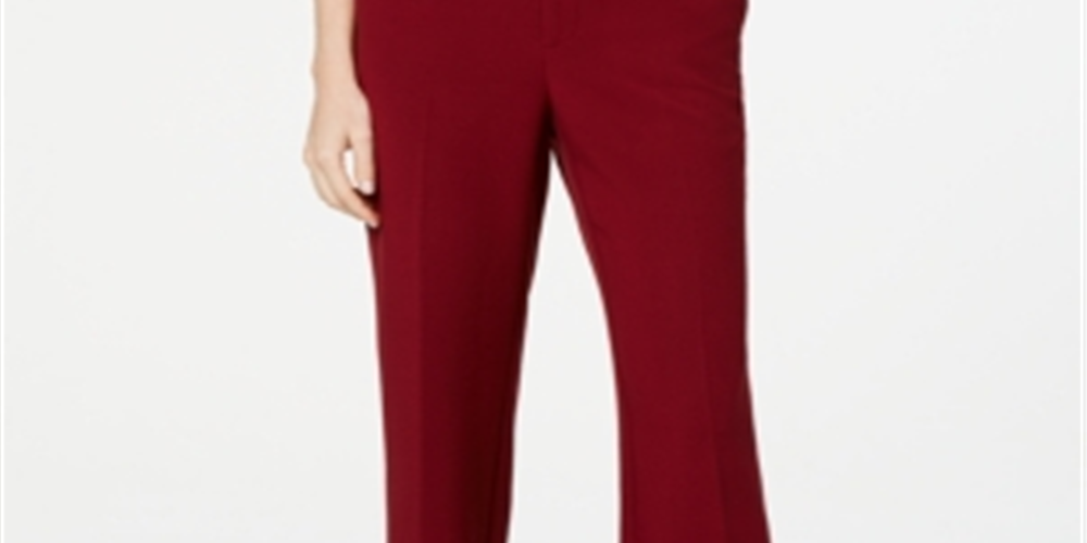 Charter Club Women's Belted Tummy Control Trousers Red Size 4