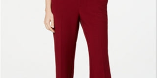 Charter Club Women's Belted Tummy Control Trousers Red Size 4