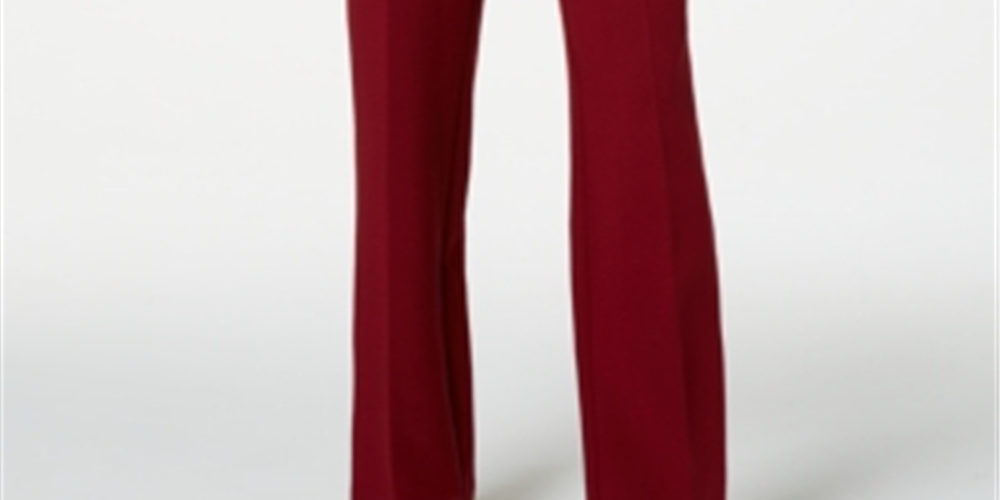 Charter Club Women's Belted Tummy Control Trousers Red Size 4