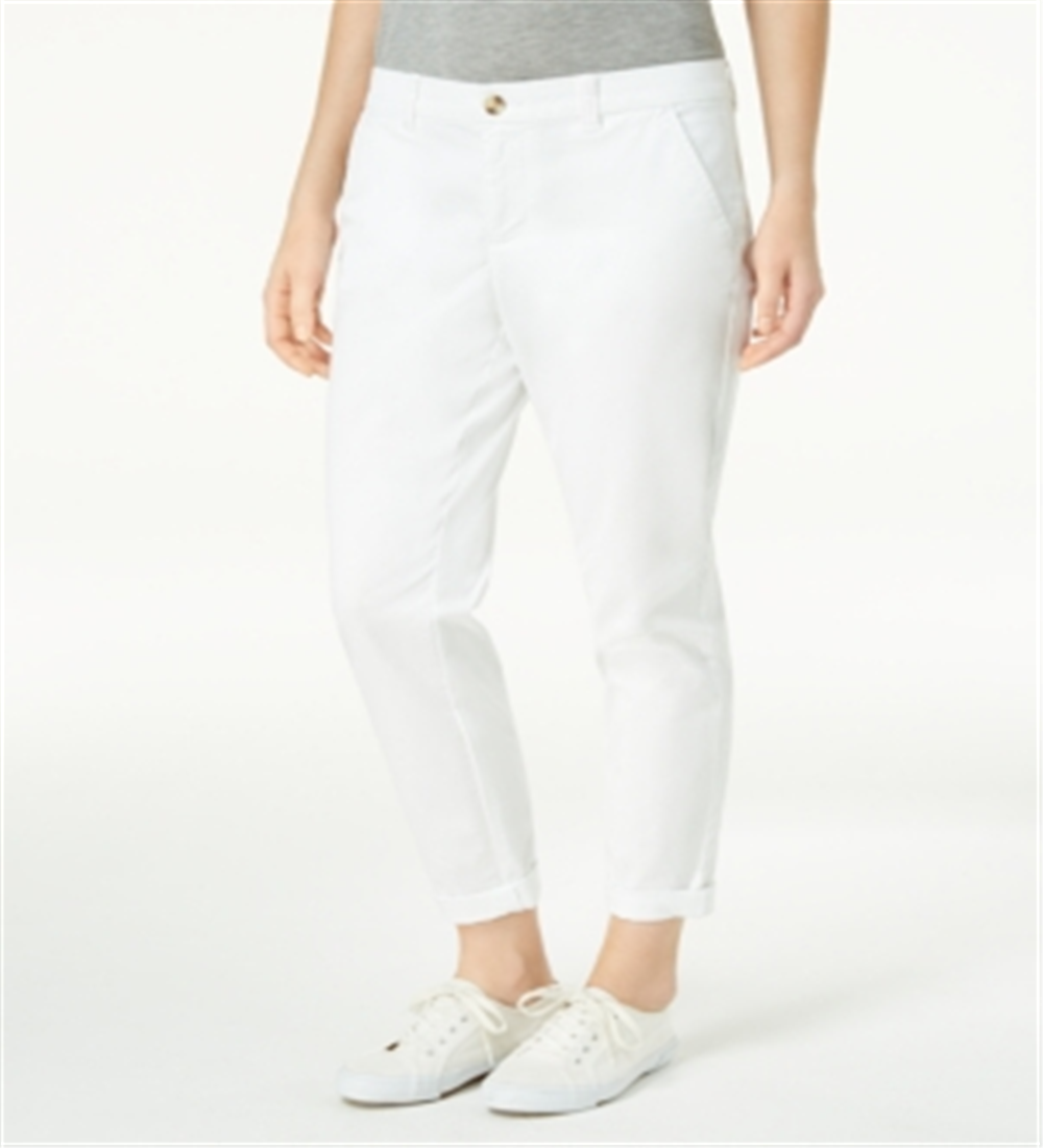 Maison Jules Women's Pocketed Zippered Straight Leg Pants White Size 2