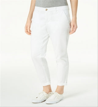 Maison Jules Women's Pocketed Zippered Straight Leg Pants White Size 2