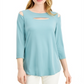Alfani Women's Front Cutout Cold-Shoulder Top -Green Size X-Large