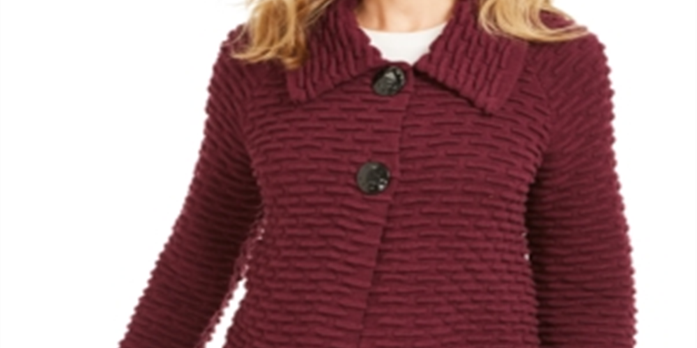 JM Collection Women's Holiday Party Textured Sweater Jacket Purple Size XX-Large