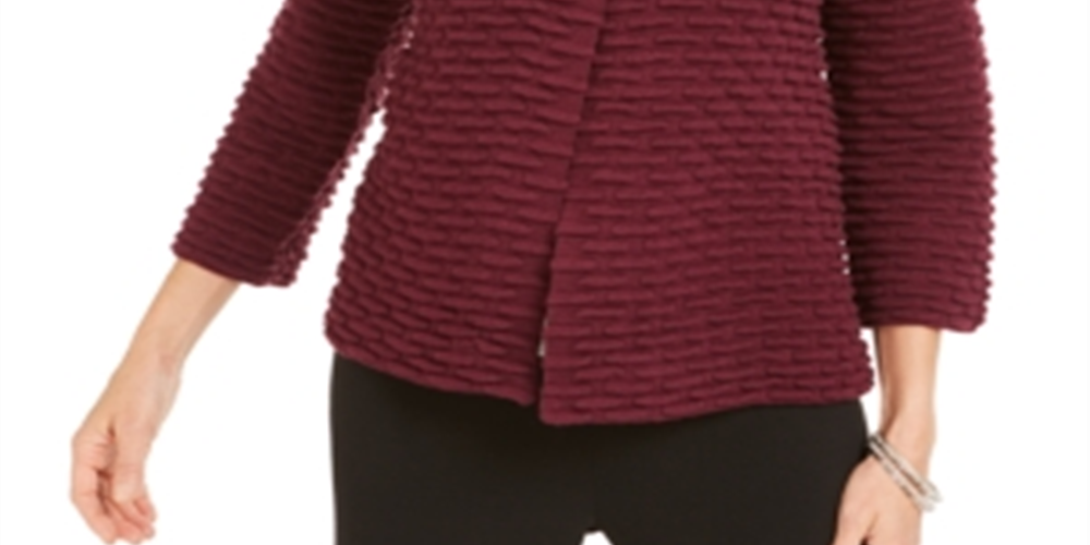 JM Collection Women's Holiday Party Textured Sweater Jacket Purple Size XX-Large