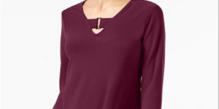 Alfani Women's Keyhole High Low Top Red Size Small