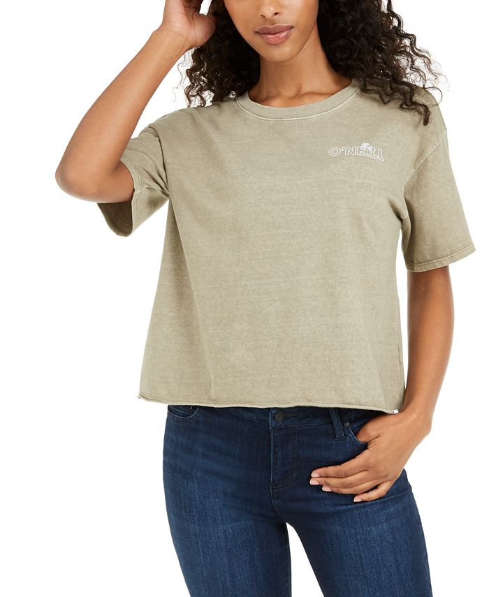 O'Neill Junior's Cotton Raw Hem T-Shirt Green Size X-Small