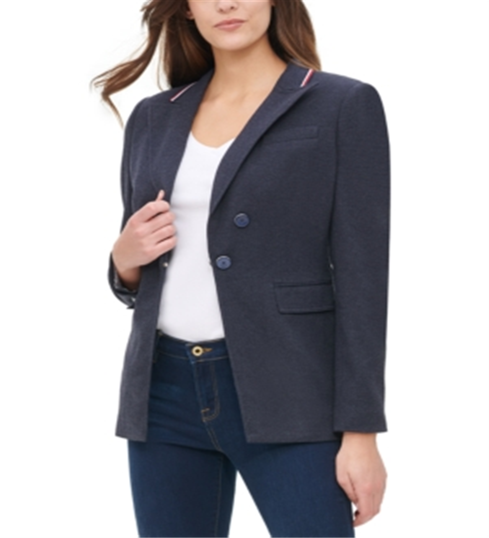Tommy Hilfiger Women's Ribbon Trim Blazer Gray Size 10