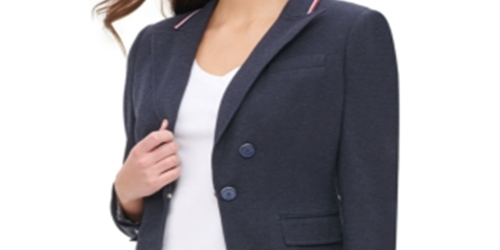 Tommy Hilfiger Women's Ribbon Trim Blazer Gray Size 10