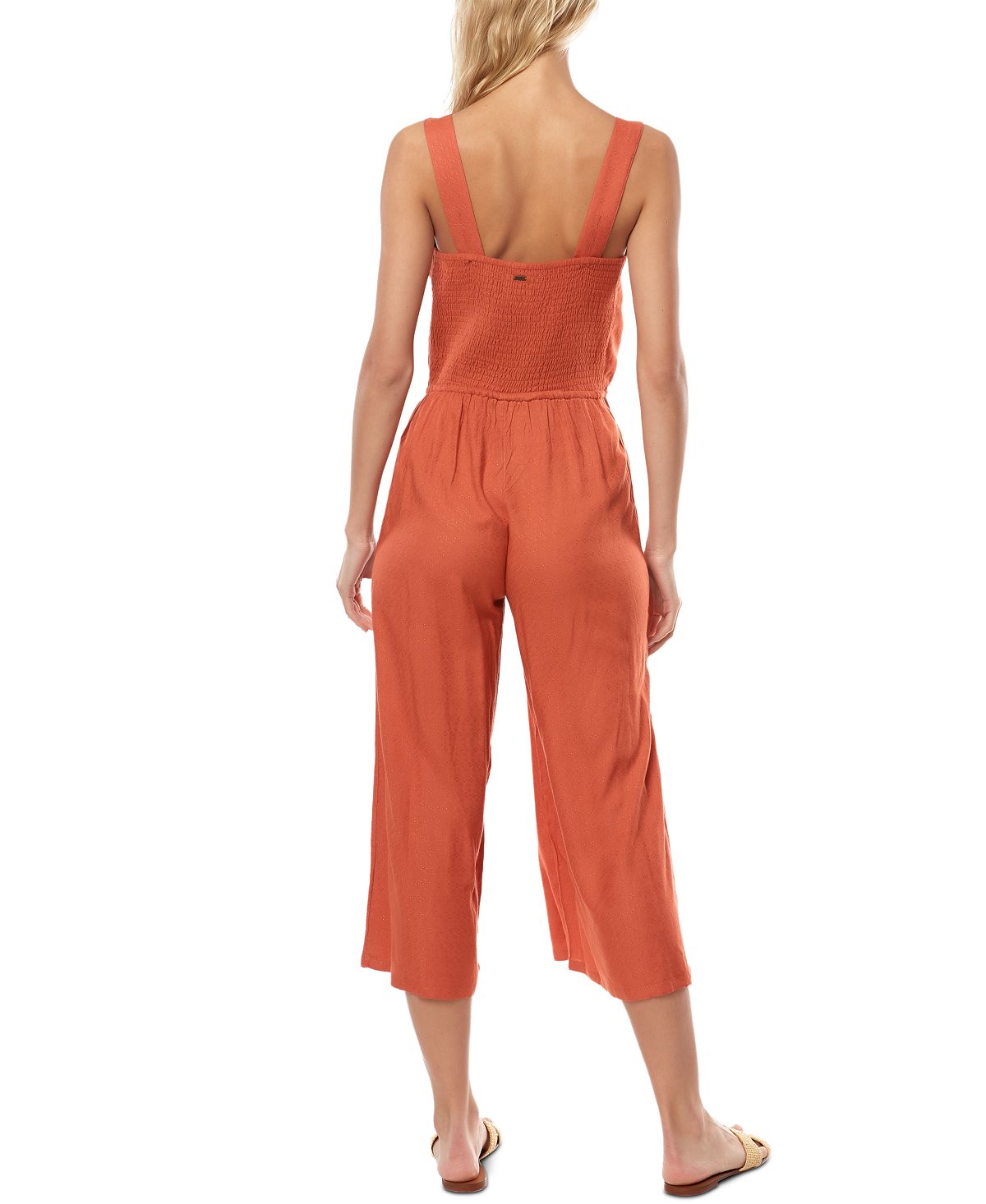 O'Neill Women's Rompers SPC Shawn Button Front Sleeveless Crop Jumpsuit Brown Size Medium