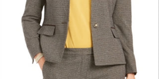 Kasper Women's Houndstooth Print Blazer Brown Size 10 Petite