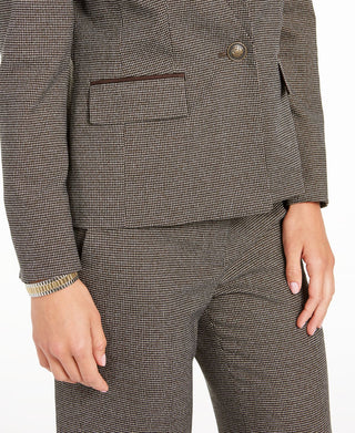 Kasper Women's Houndstooth Print Blazer Brown Size 4 Petite