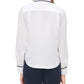 Tommy Hilfiger Women's Button Down Ribbon Collard Top White Size Small