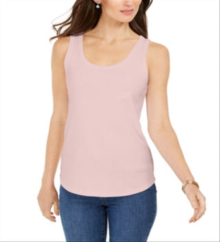 Charter Club Women's Supima Cotton Scoop Neck Tank Top Pink Size Medium