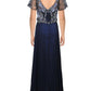 JM Collection Women's Short Sleeve Maxi Accordion Pleat Formal Dress Blue Size 12