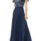 JM Collection Women's Short Sleeve Maxi Accordion Pleat Formal Dress Blue Size 12