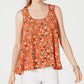 Style & Co Women's Printed Sleeveless High Low Swing Top Red Size Medium