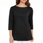 Karen Scott Women's Cotton 3/4 Sleeve Tunic Black Size Large