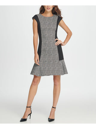DKNY Women's Colorblock Millenium Flounce Shift Dress Black Size 10