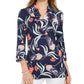 Charter Club Women's Knit 3/4 Sleeve Paisley Tunic Top Blue Size X-Small