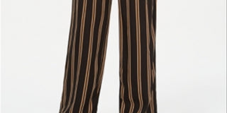 Rewash Junior's Striped Belted Wide Leg Pants Black  Size XL