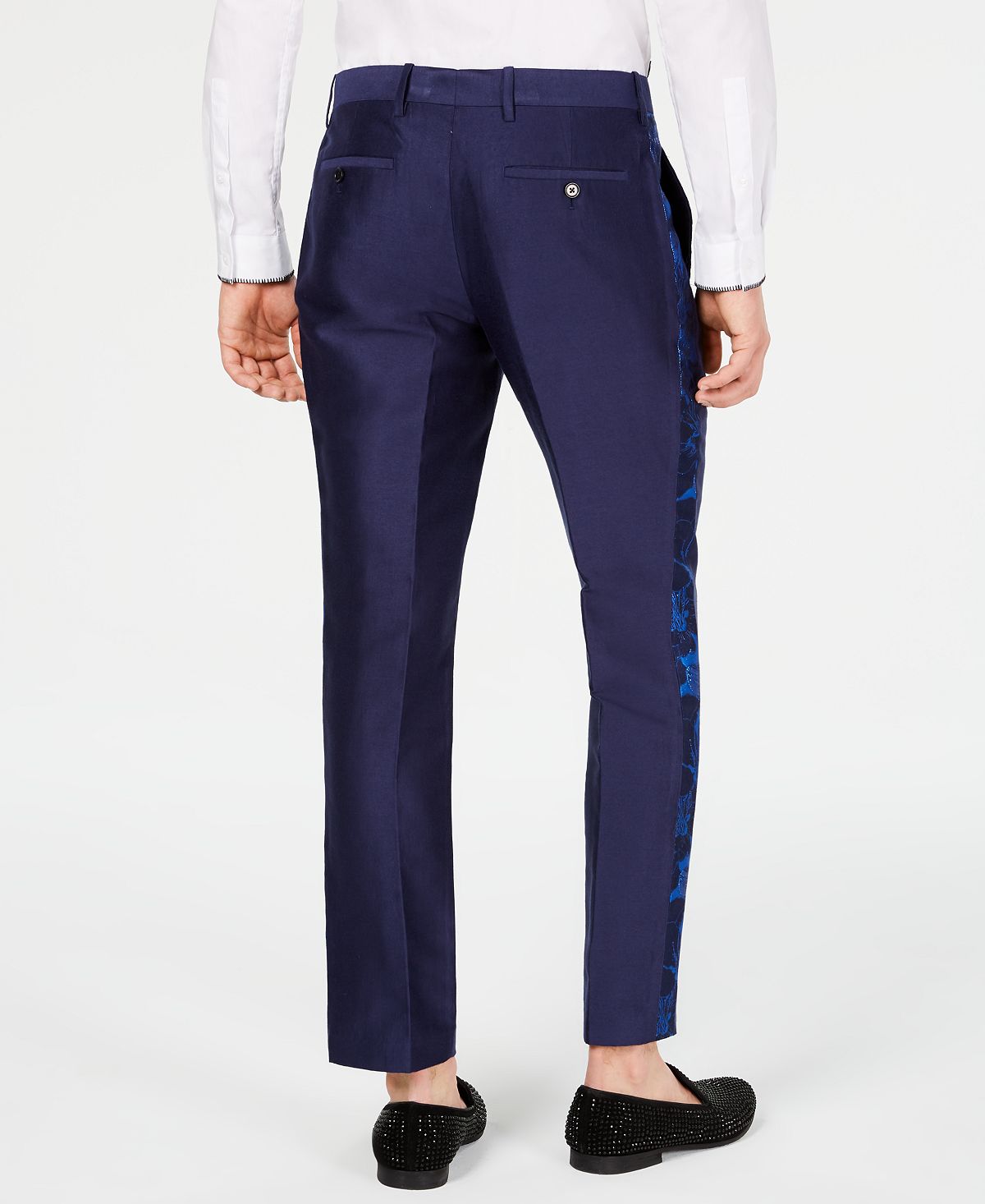 INC International Concepts Men's Milan Metallic Slim Fit Pants Blue Size 36X30